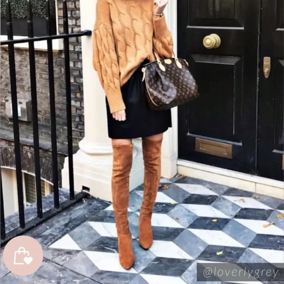 Brown Over The Knee Suede Leather Boots goodnight macaroon - Picture 2 of 7